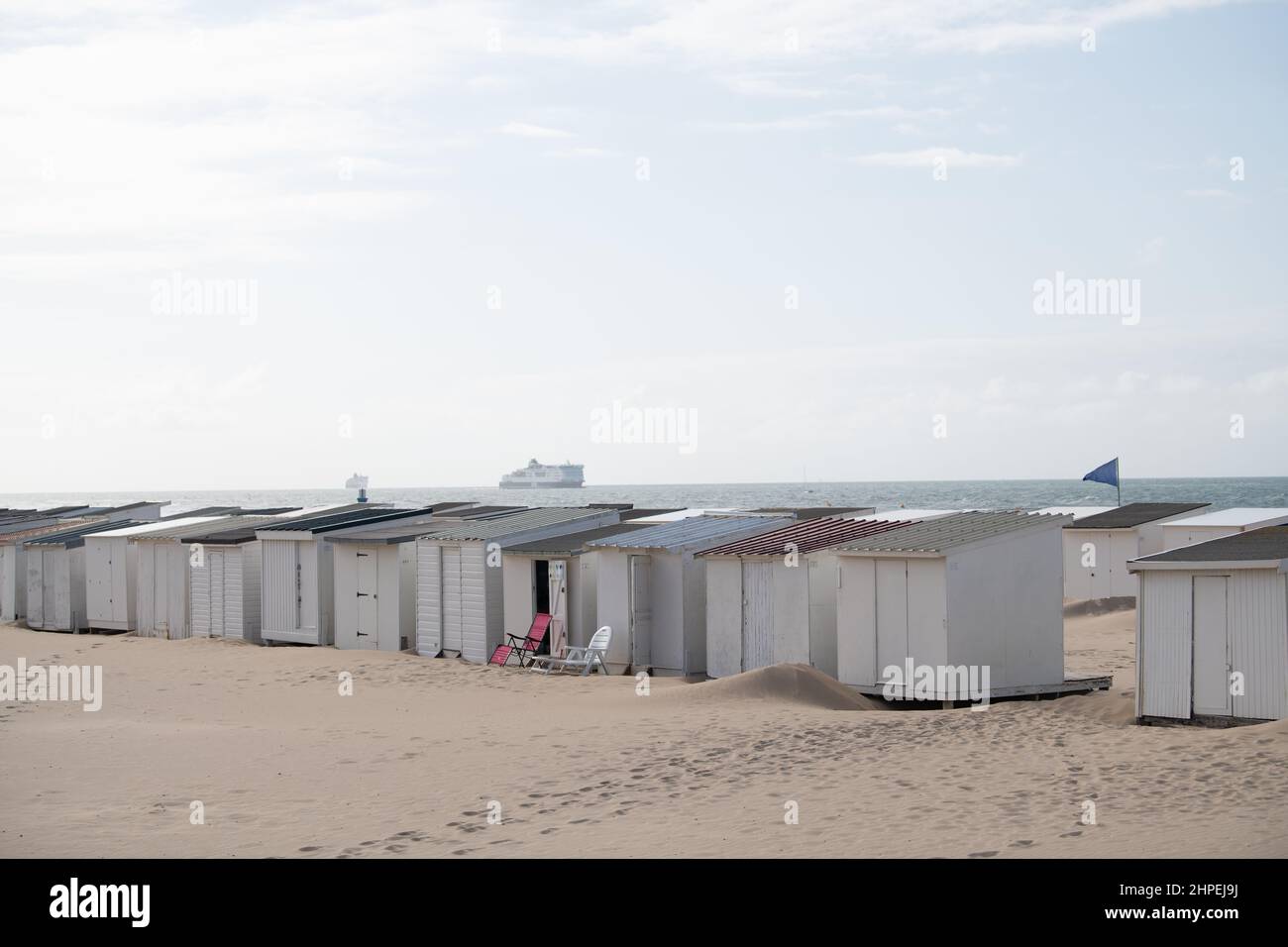 Calais beach cabins Stock Photo