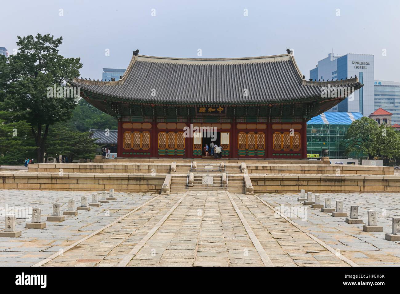 Seoul, South Korea - July 25, 2021: Junghwajeon, main hall of Deoksu Palace. Deoksugung was originally the residence of Grand Prince Wolsan. The resid Stock Photo