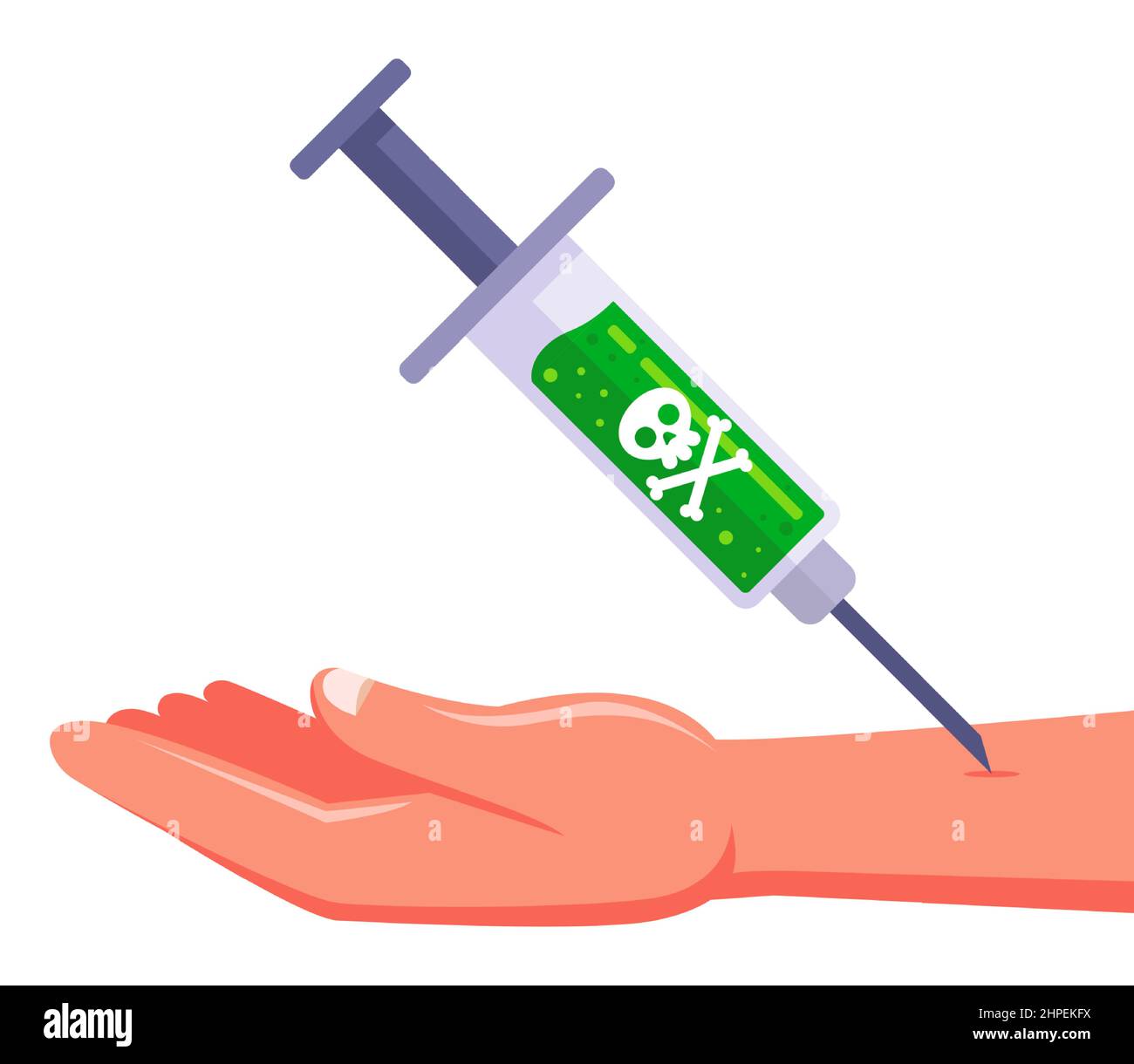 Poison Inject Comics put an injection of poison in the hand. vector illustration Stock ...
