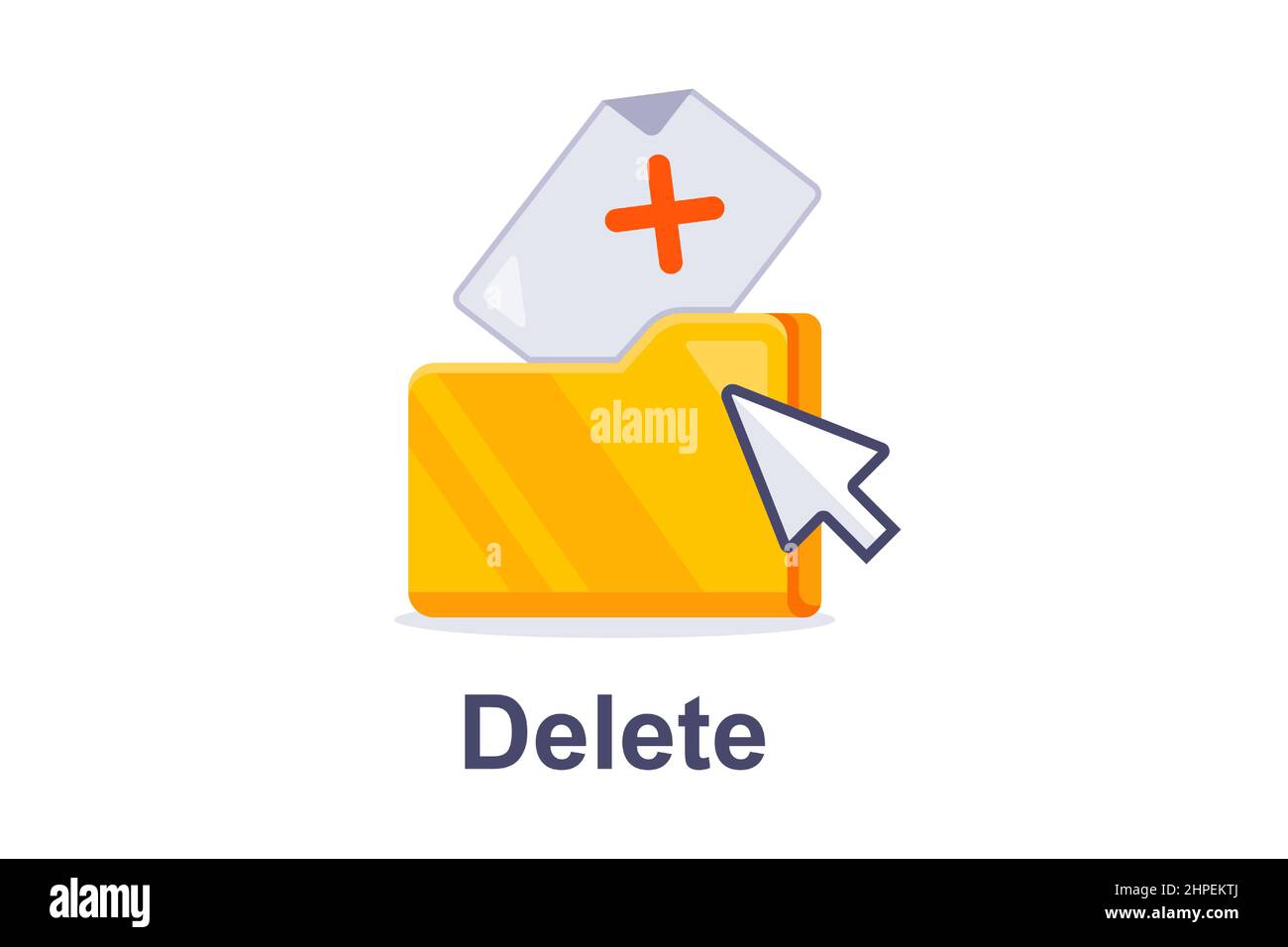 delete a file from a folder from your computer. flat vector illustration Stock Vector Image