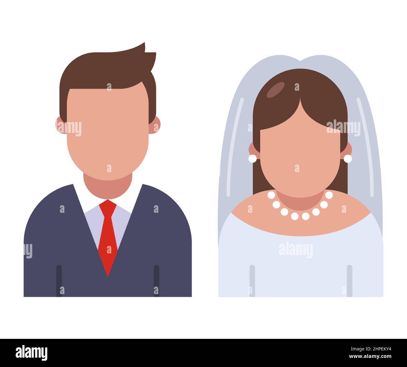 bride and groom character icon isolated on white background. flat vector illustration. Stock Vector