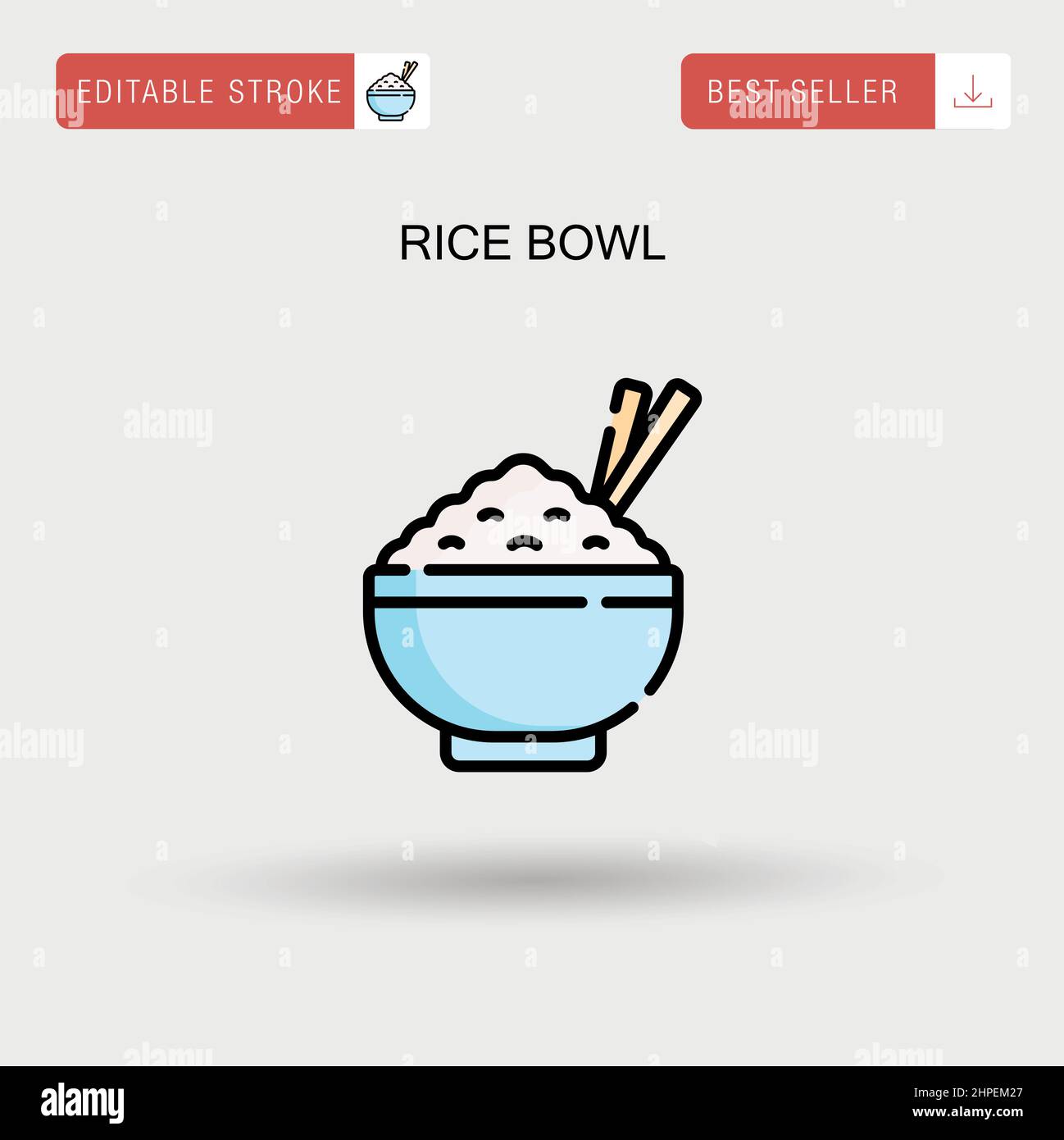 Rice bowl Simple vector icon. Stock Vector