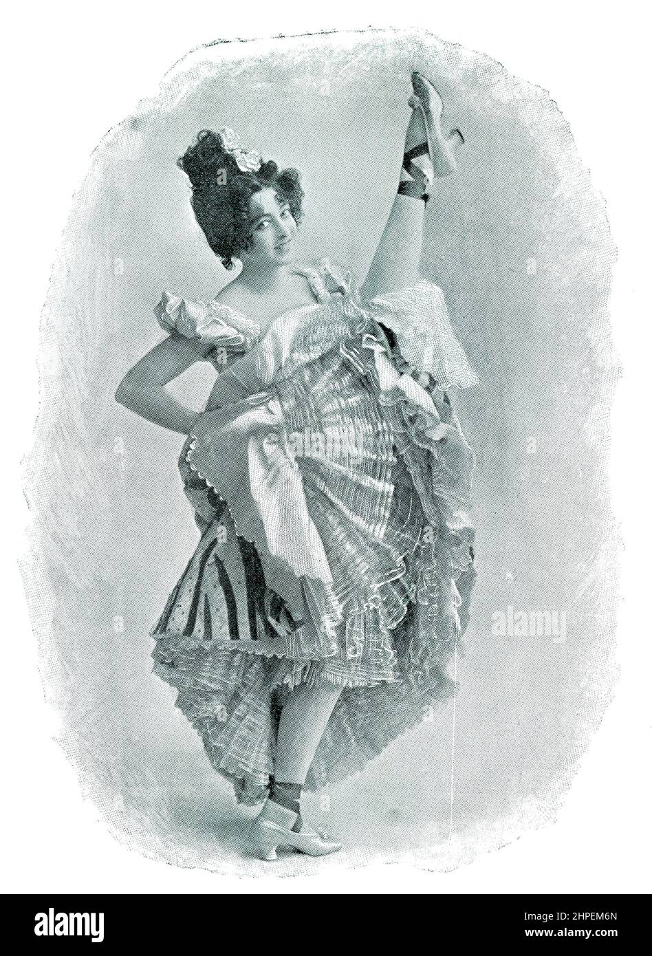 Portrait of Paulina Clarissa Molony (Miss Saharet), an Australian dancer who performed in vaudeville music houses. Image from the illustrated Franco-German theater magazine 'Das Album', 1898. Stock Photo