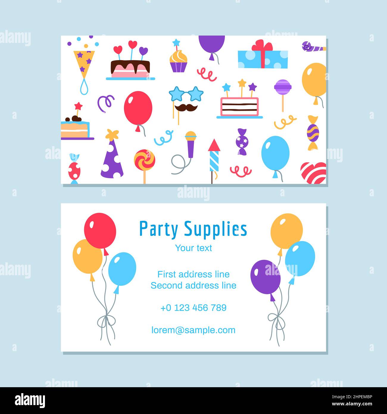 Party supplies business card template Stock Vector Image & Art Alamy