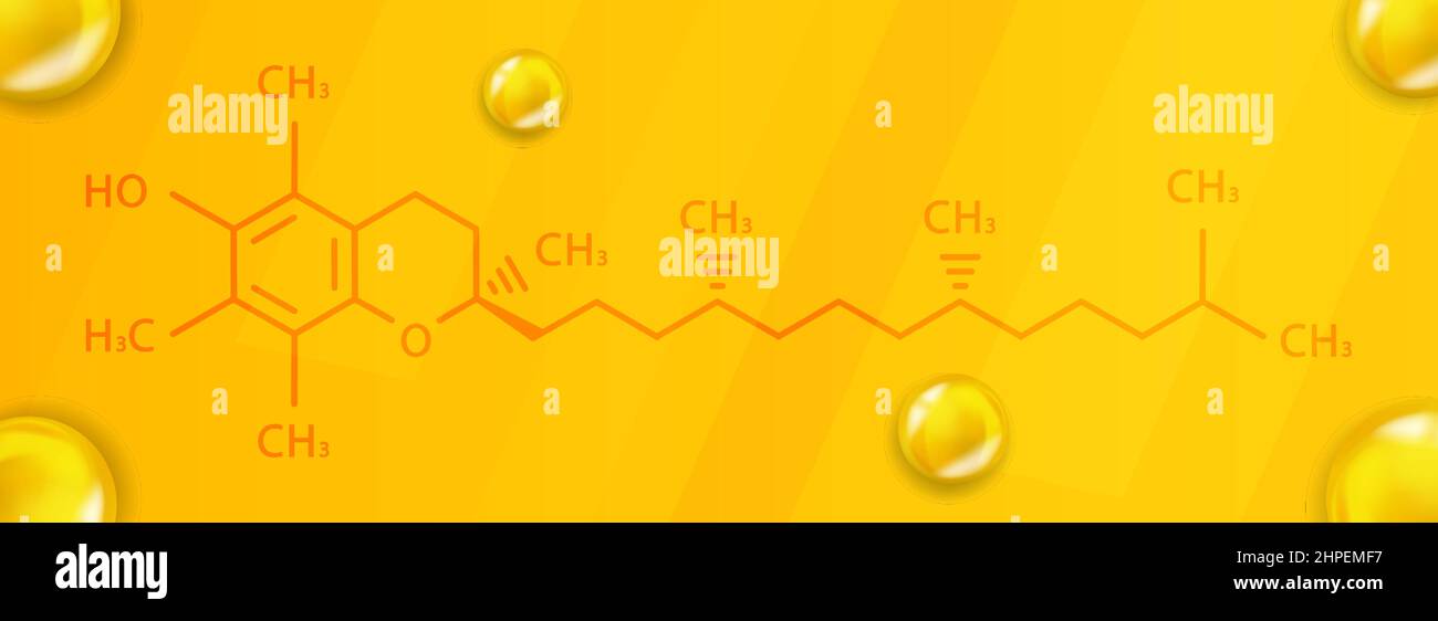 Vitamin E chemical formula. Vitamin E Realistic chemical molecular structure Stock Vector Image