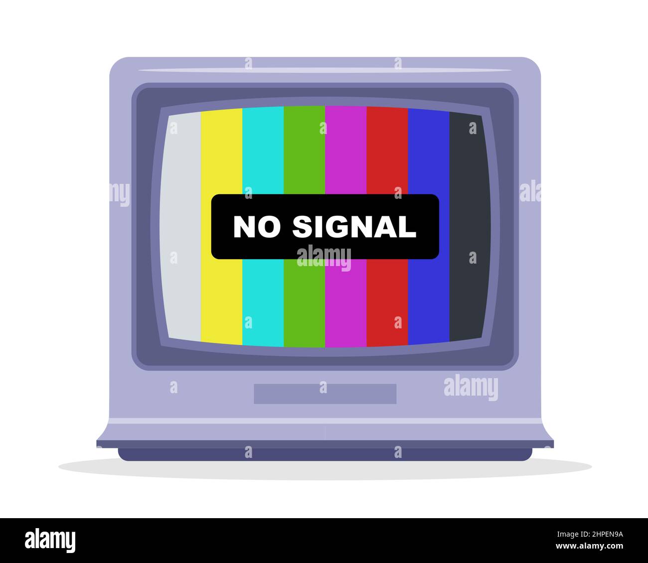 TV does not receive tv signal. monitor with a rainbow. flat vector illustration. Stock Vector