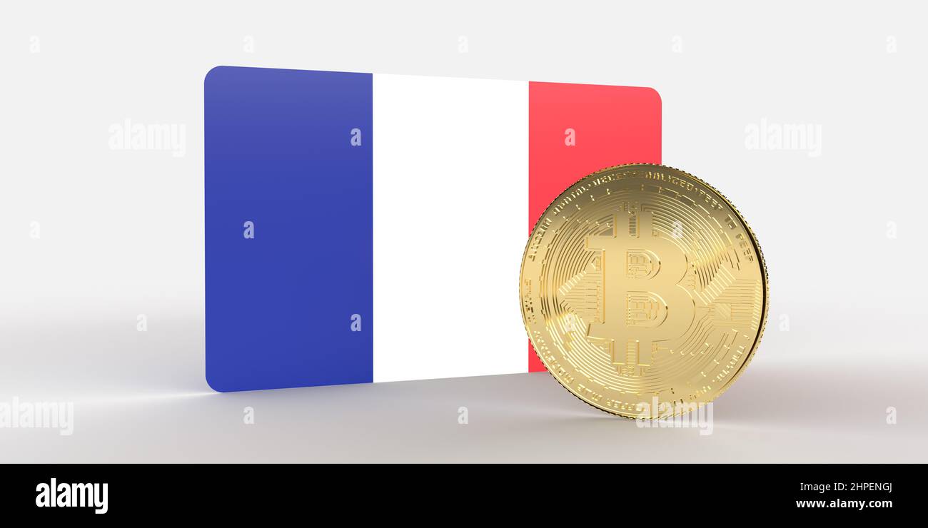 France flag on a bitcoin cryptocurrency coin. 3D Rendering Stock Photo -  Alamy