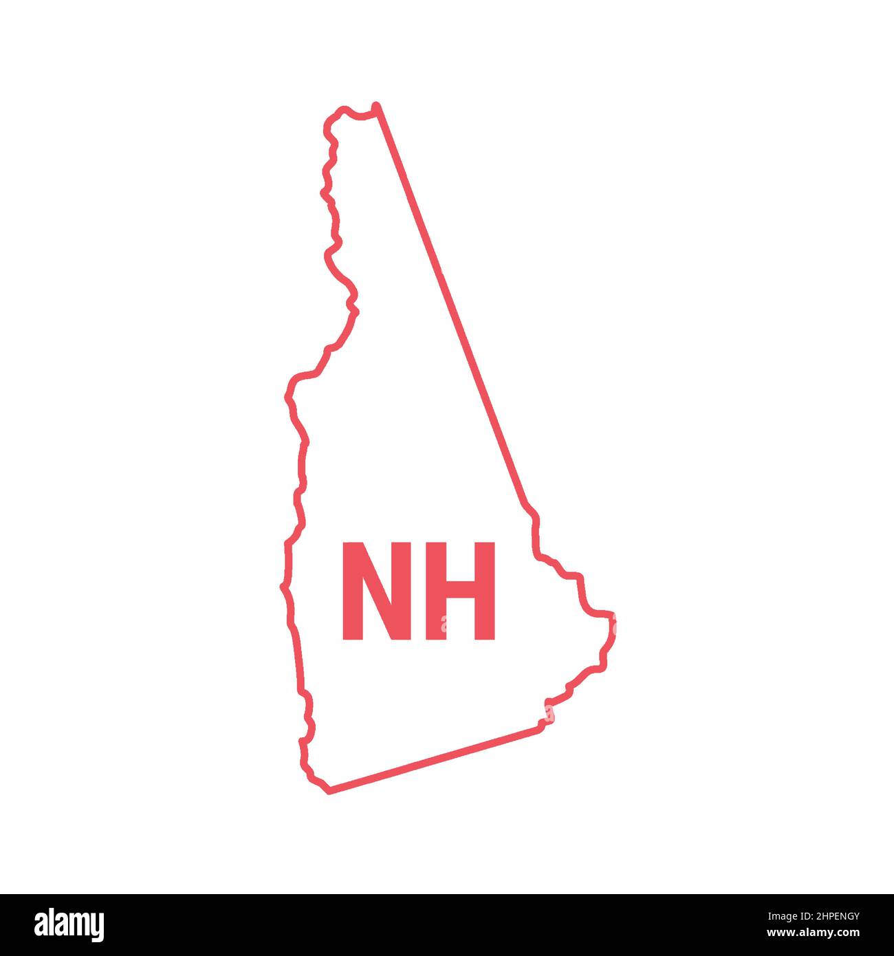 New Hampshire US state map red outline border. Vector illustration