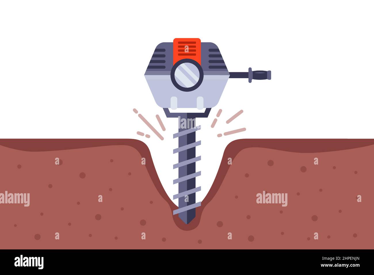 drill a hole in the ground. flat vector illustration. Stock Vector