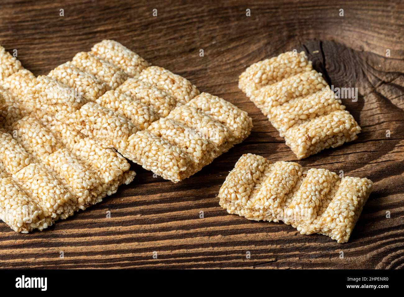 Sesame snack sweet. Sesame seed honey bar Stock Photo Alamy