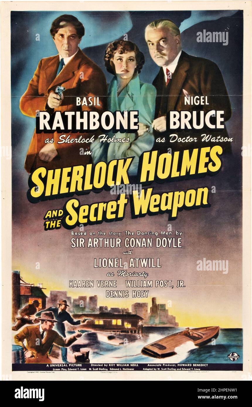 BASIL RATHBONE and NIGEL BRUCE in SHERLOCK HOLMES AND THE SECRET WEAPON