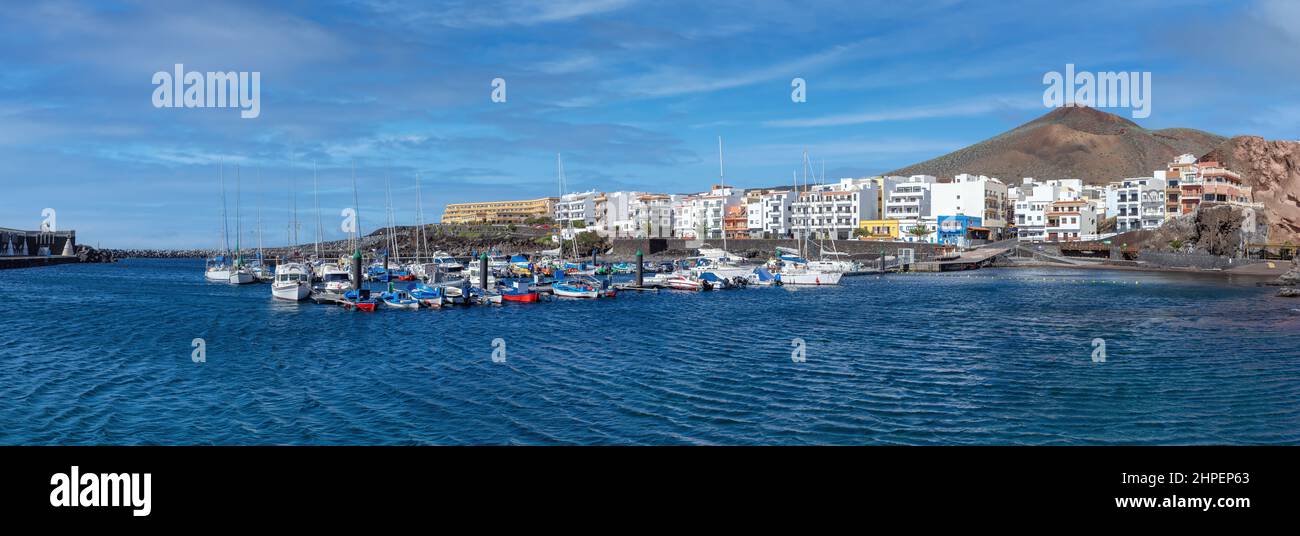La Restinga, El Hierro, Spain - harbor with town Stock Photo