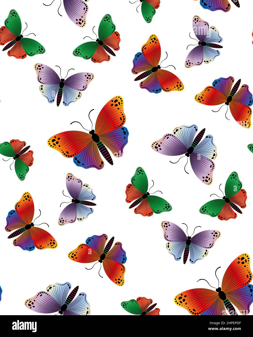 Seamless Pattern with colorful butterflies. Butterfly Suitable for curtains, wallpaper, fabrics, wrapping paper. Vector Design for Fashion, Poster Stock Vector