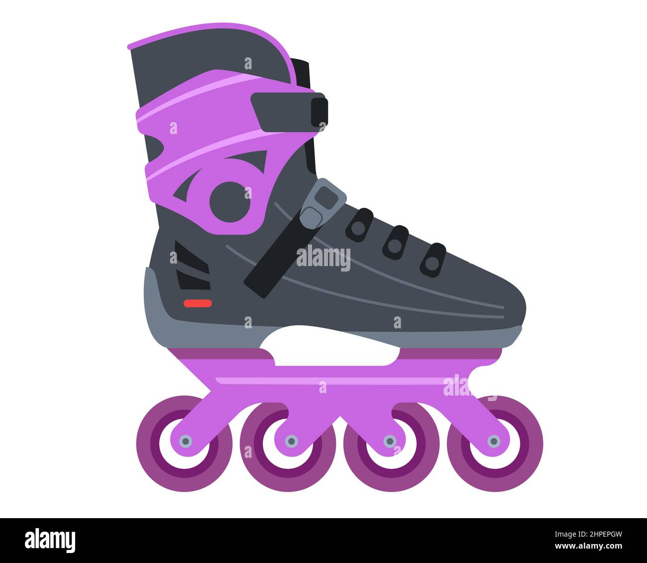 purple roller skates sideways. sports shoes for children. flat vector illustration Stock Vector