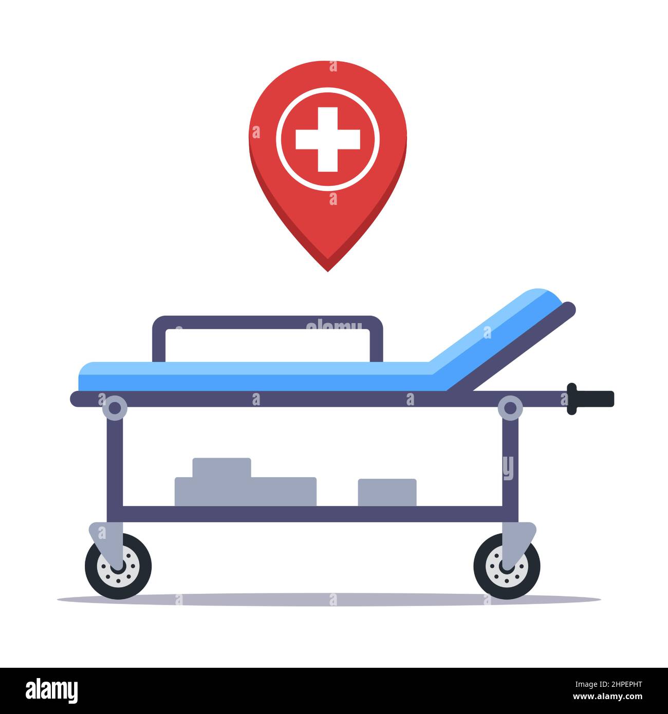 medical gurney in the hospital for transporting patients. flat vector