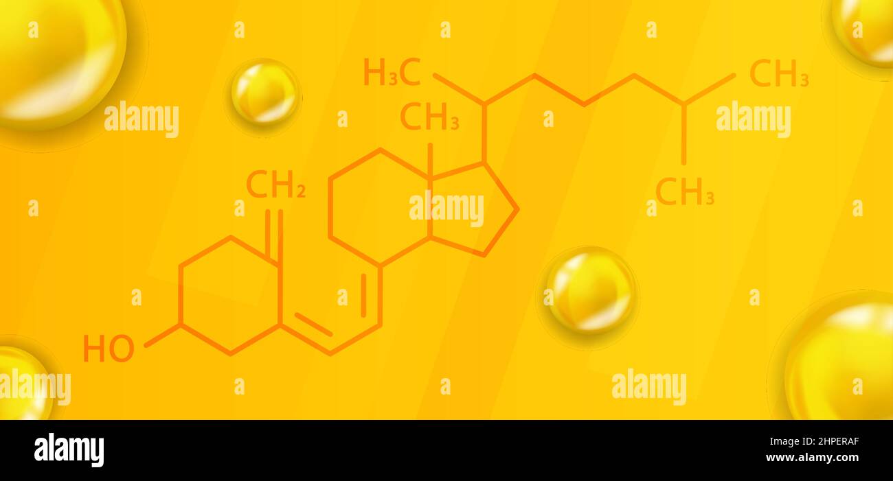Vitamin D3 chemical formula. Vitamin D3 Realistic chemical molecular structure Stock Vector