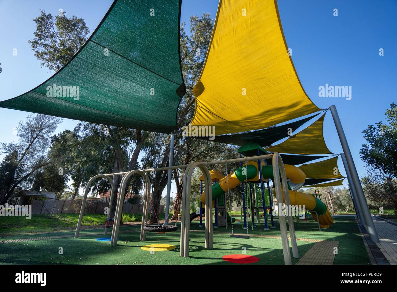 Playgrounds for children in villages in Israel Stock Photo