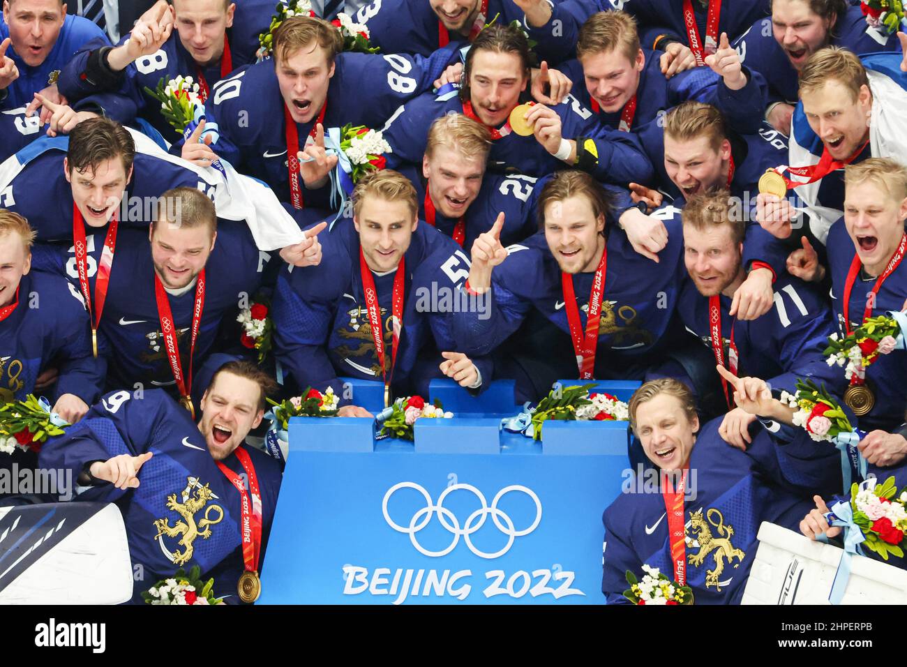 Beijing, China. 20th Feb, 2022. Finland Team Group (FIN) Ice Hockey ...