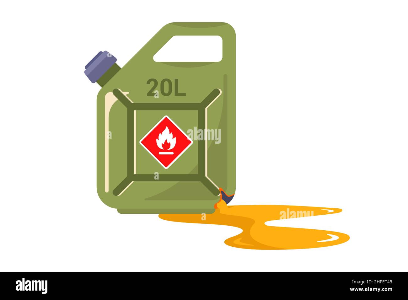 the gas canister is leaking. leakage of flammable liquid. flat vector illustration. Stock Vector