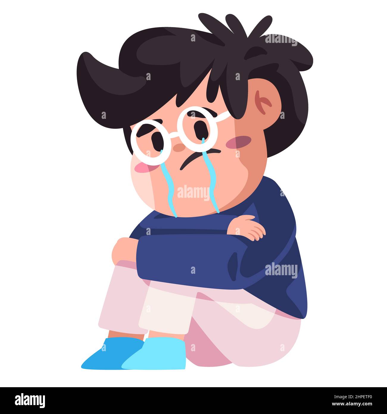 Crying girl with sad feeling Royalty Free Vector Image