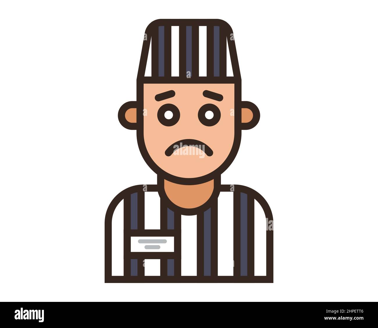 color icon of a prisoner in a striped uniform. Flat character vector illustration. Stock Vector