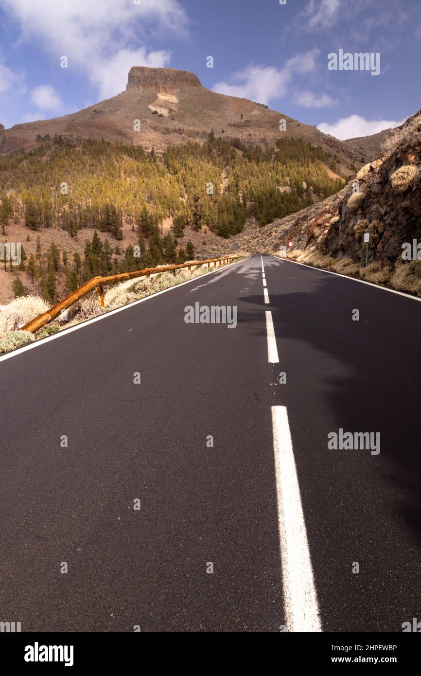 Road through the Teide National Park, Tenerife, Canary Islands Stock Photo