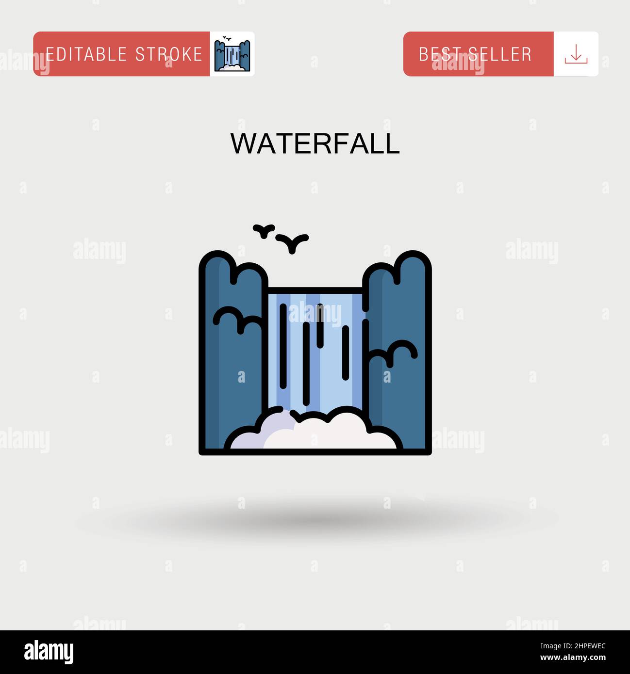 Waterfall Simple vector icon. Stock Vector