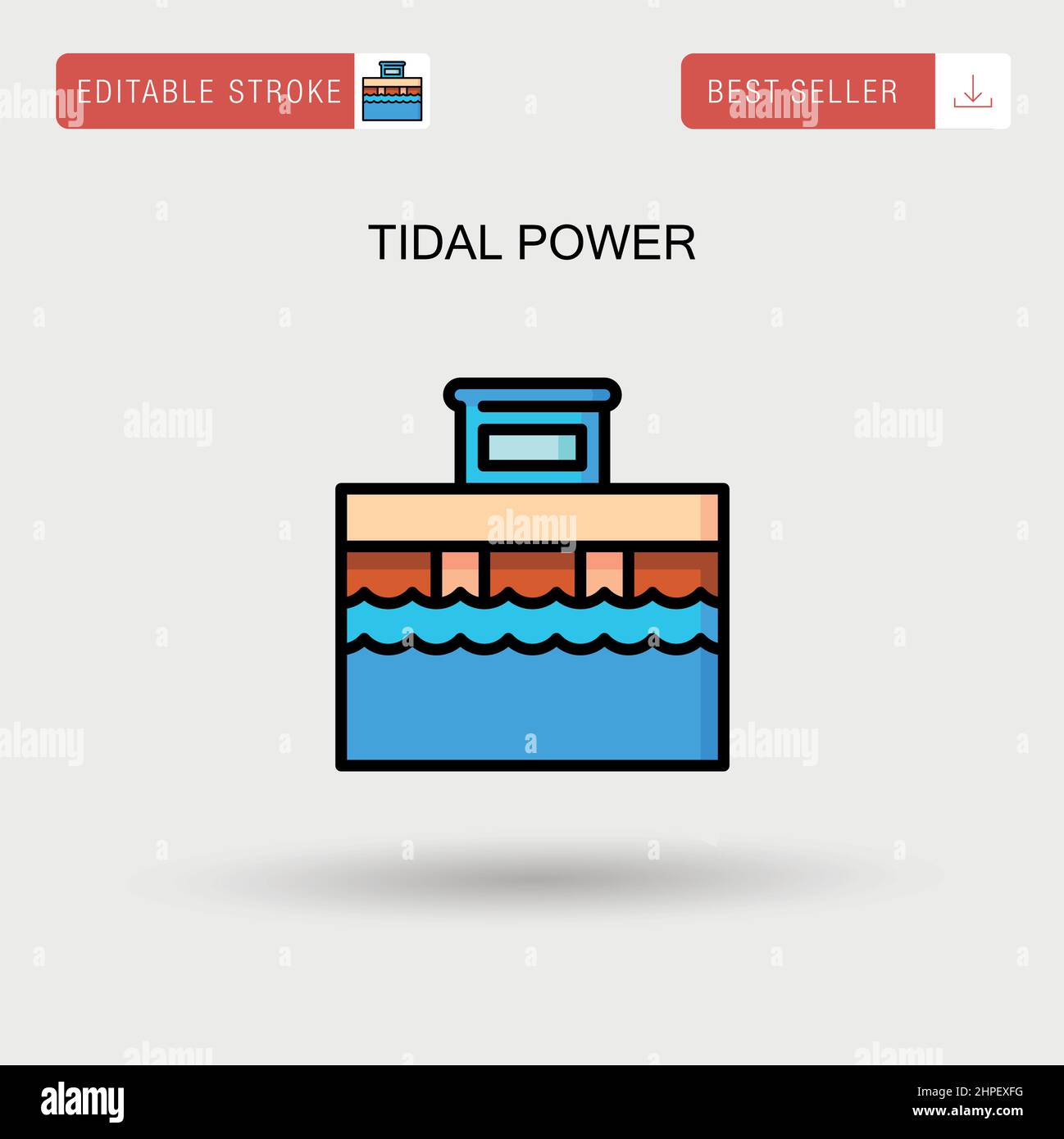 Tidal power Simple vector icon. Stock Vector