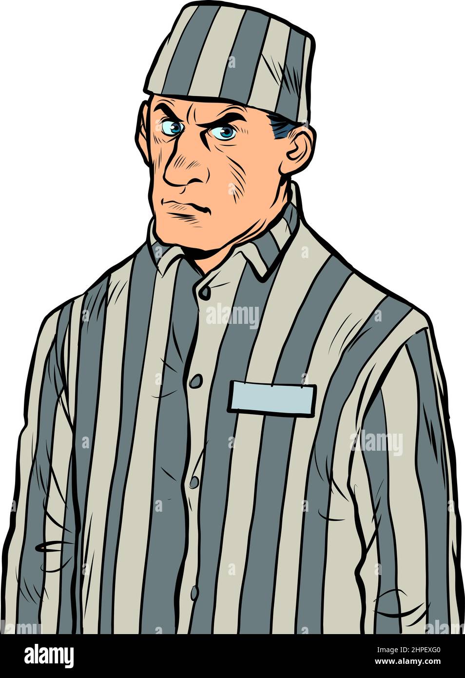 a prisoner in a striped uniform, a dangerous criminal. A lawbreaker in prison Stock Vector