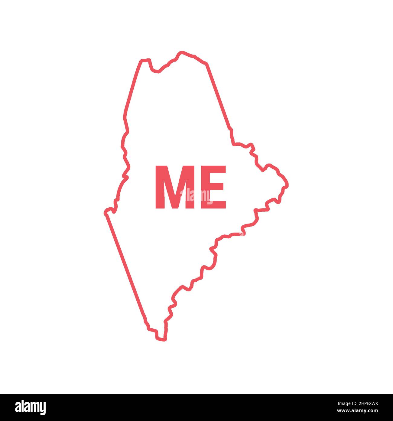 Maine US state map red outline border. Vector illustration isolated on ...