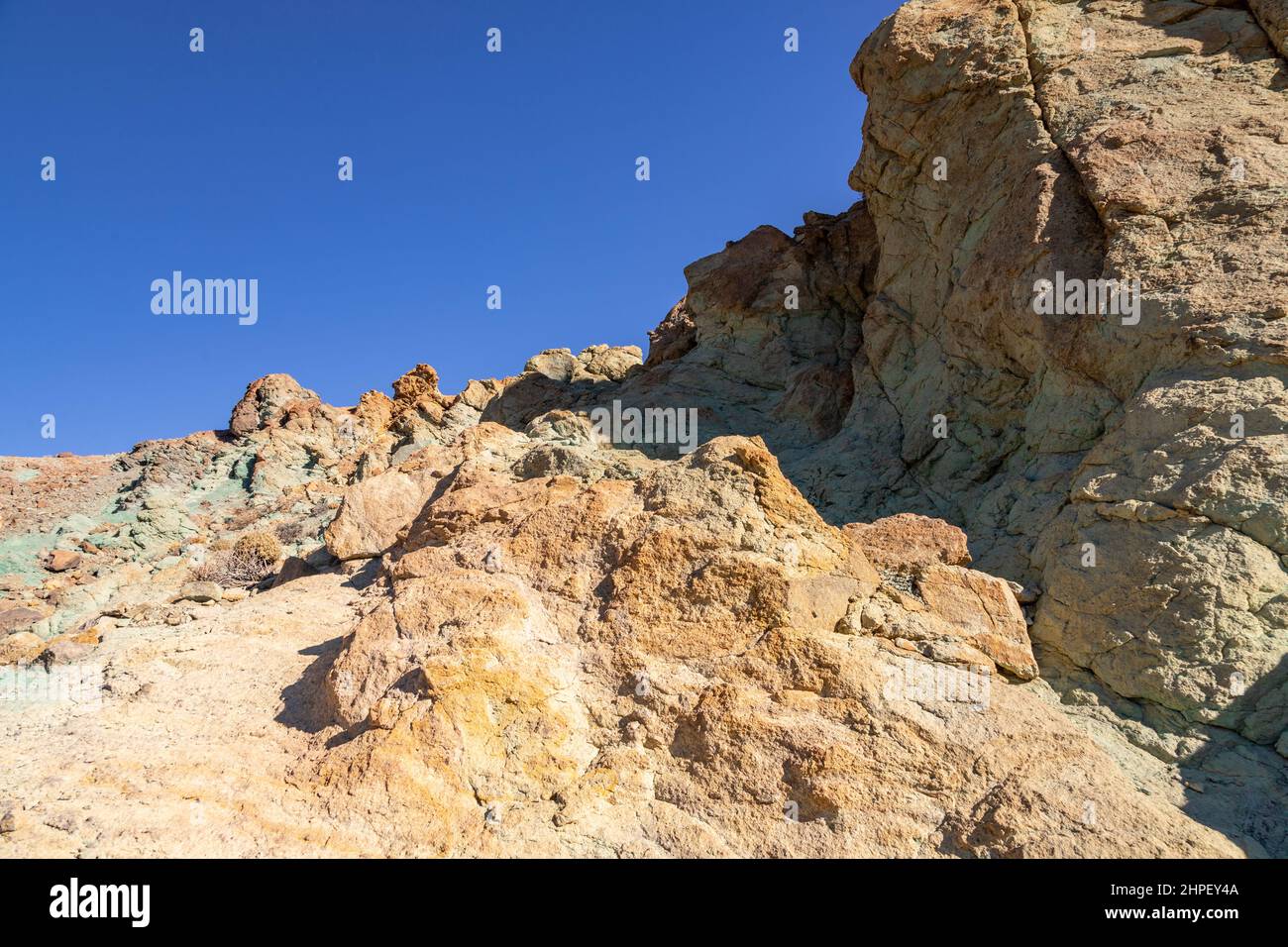 Coloured rocks in the Teide National Park, Tenerife, Canary Islands ...