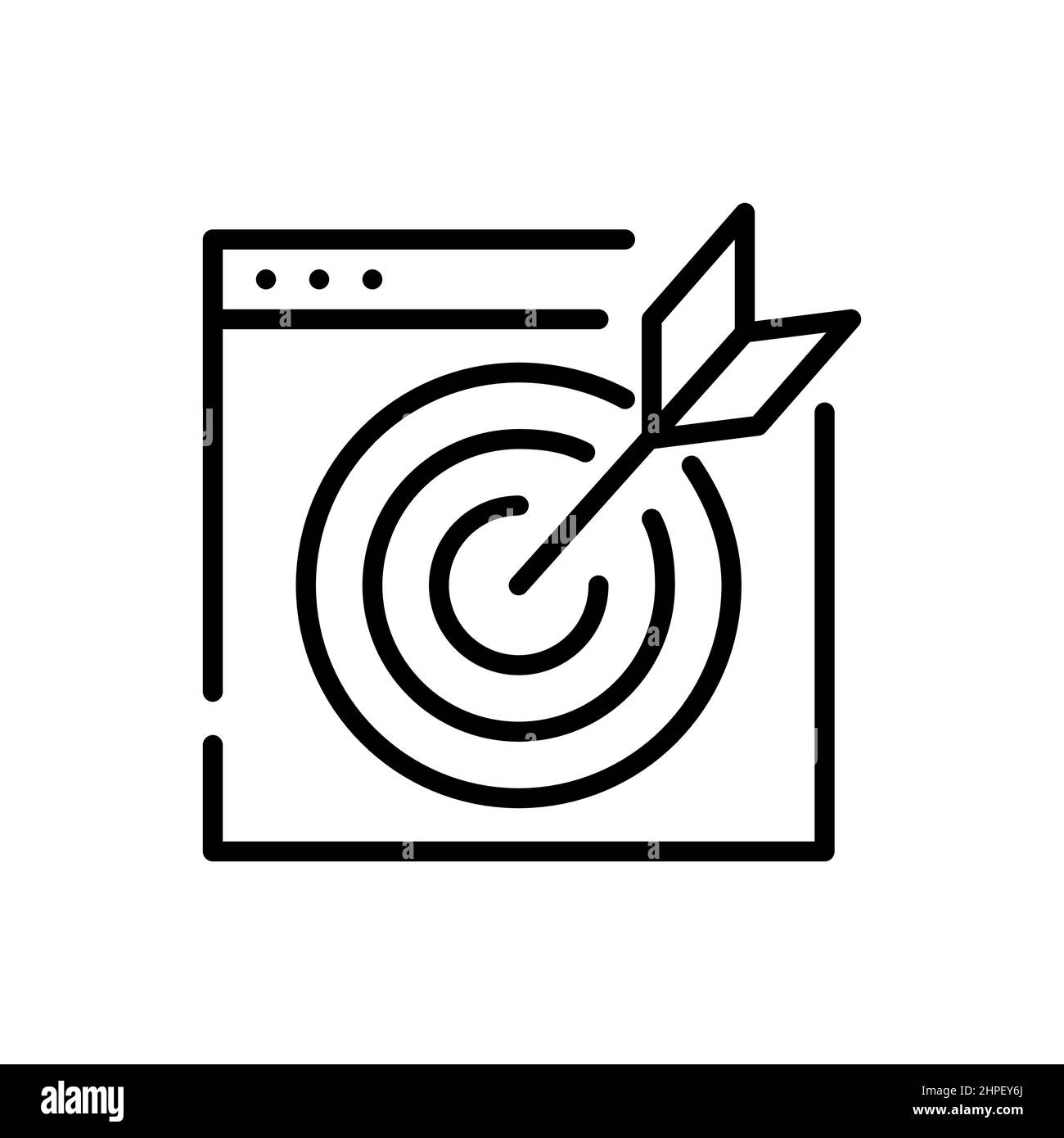 Arrow hitting target in a browser. Pixel perfect, editable stroke icon Stock Vector