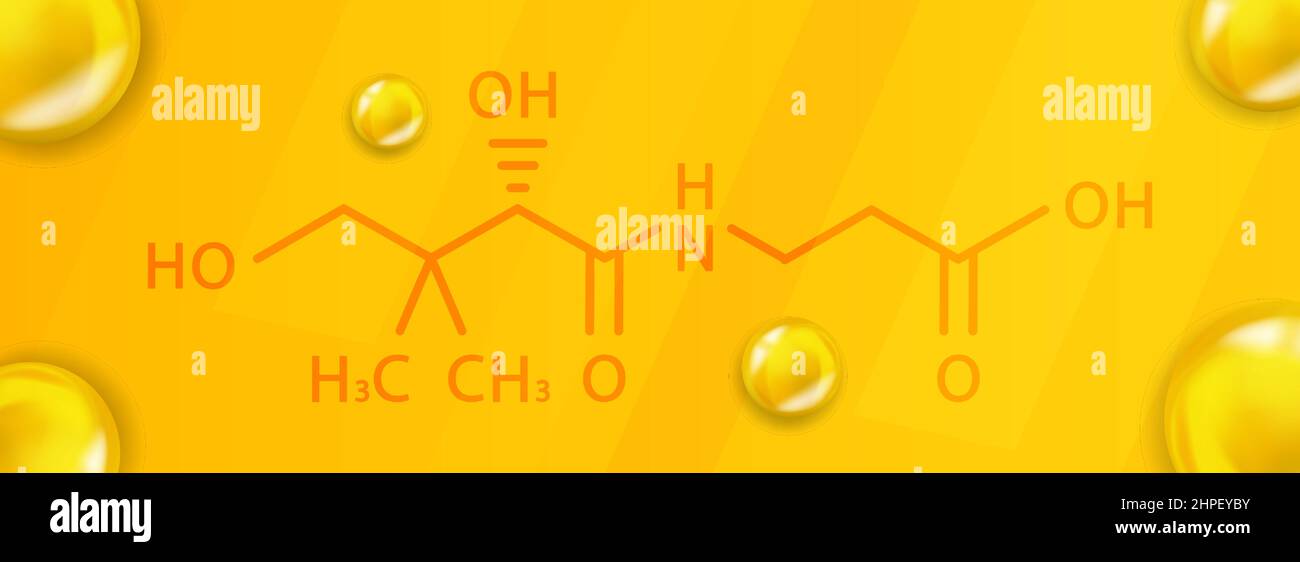Vitamin B5 chemical formula. Vitamin B5 Realistic chemical molecular ...