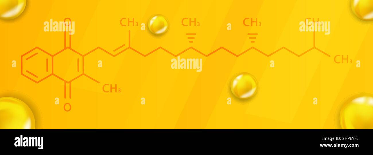Vitamin K chemical formula. Vitamin K Realistic chemical molecular structure Stock Vector Image
