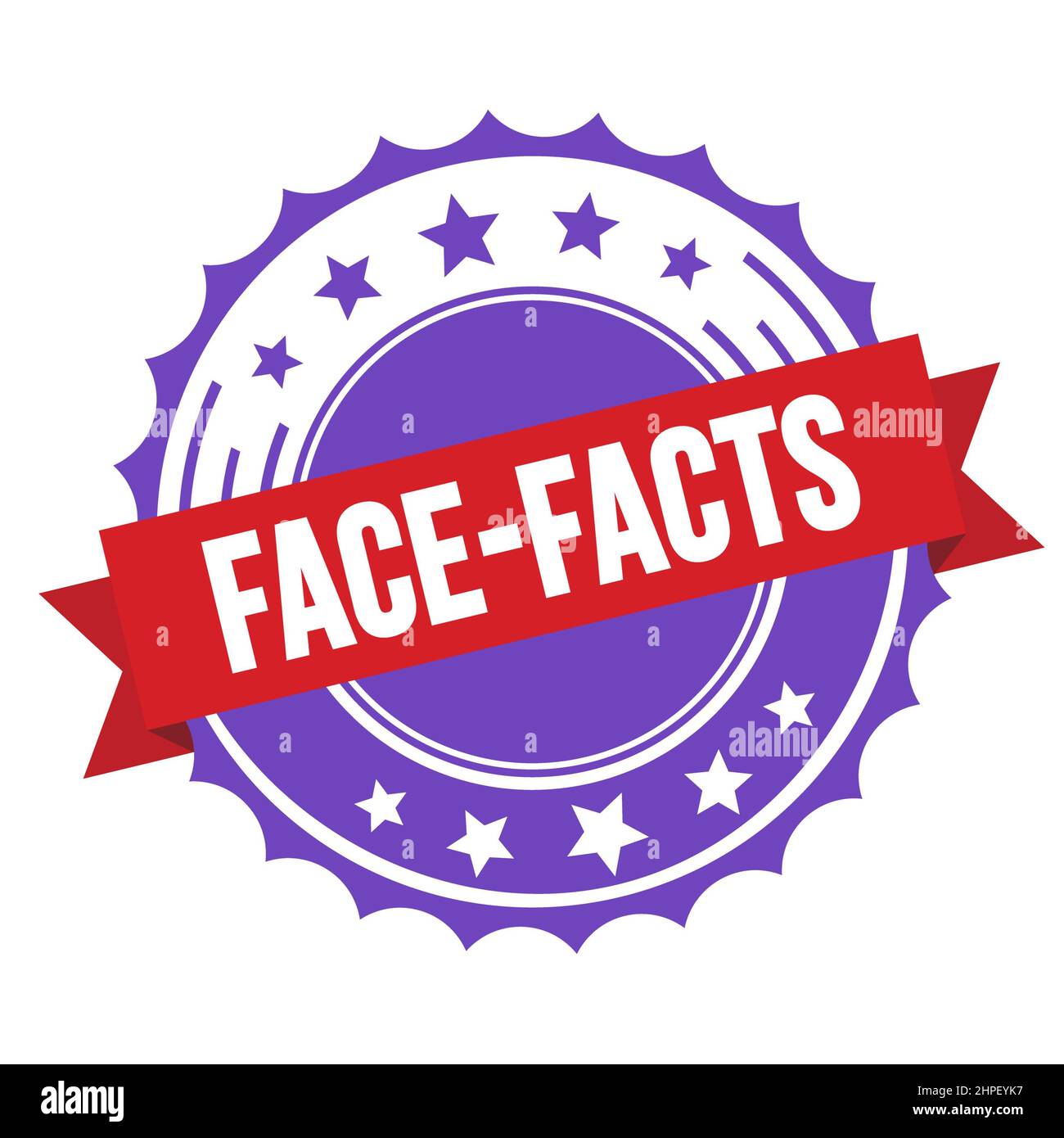 FACE-FACTS text on red violet ribbon badge stamp. Stock Photo