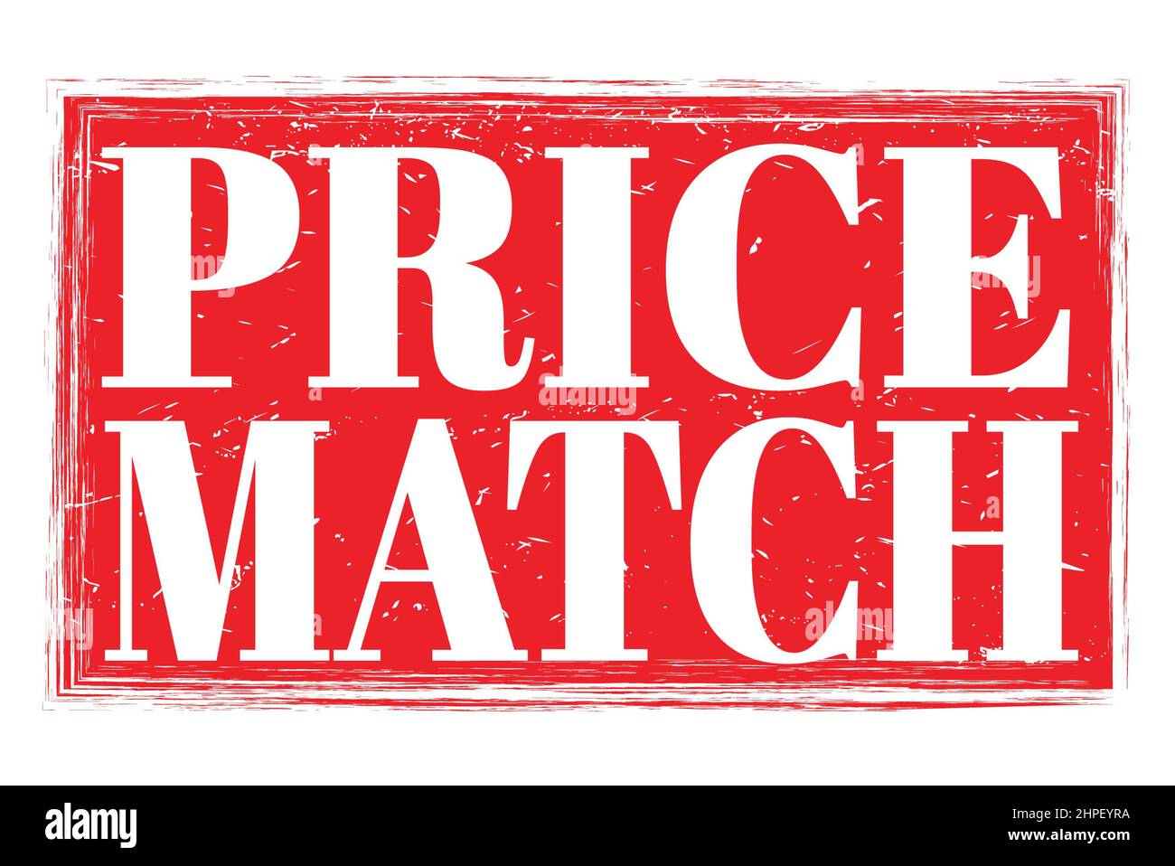 PRICE MATCH, words written on red grungy stamp sign Stock Photo - Alamy