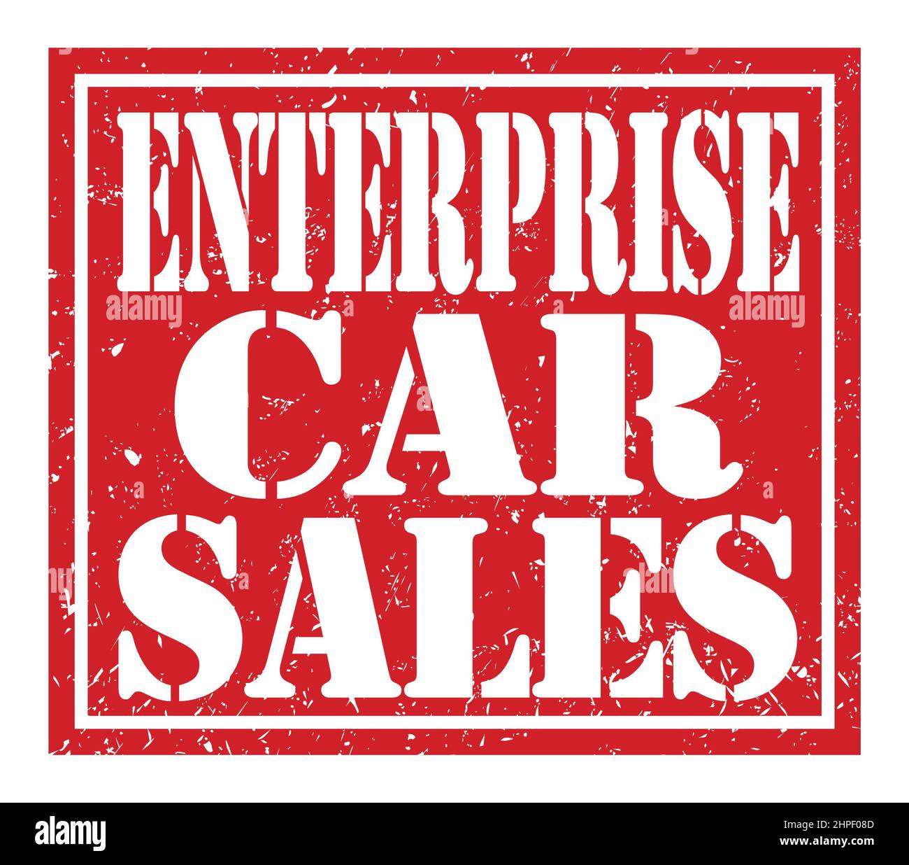ENTERPRISE CAR SALES, words written on red stamp sign Stock Photo Alamy