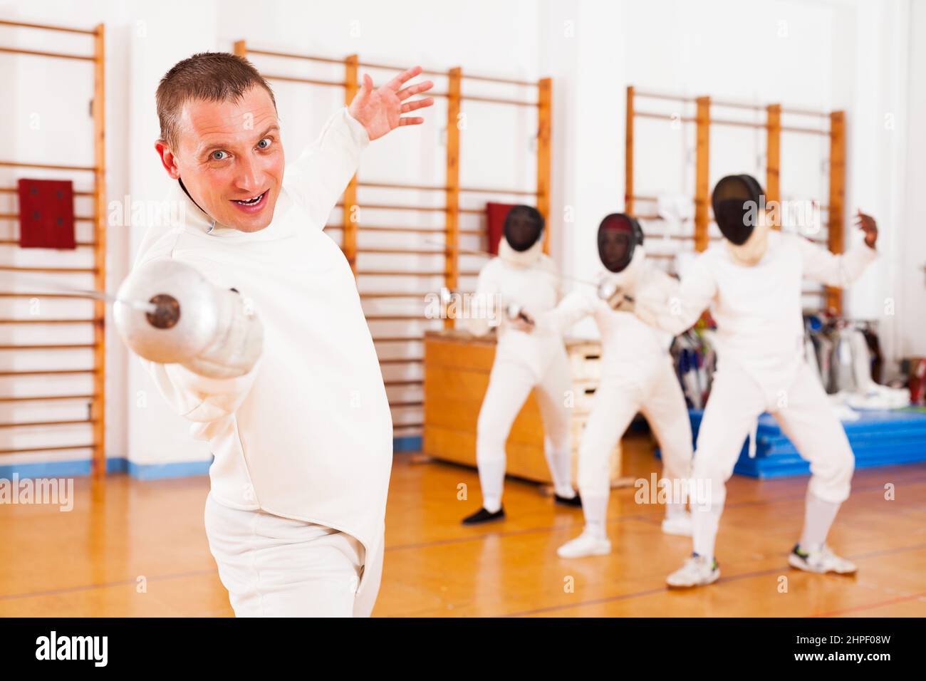 man fencer practicing effective fencing techniques Stock Photo Alamy