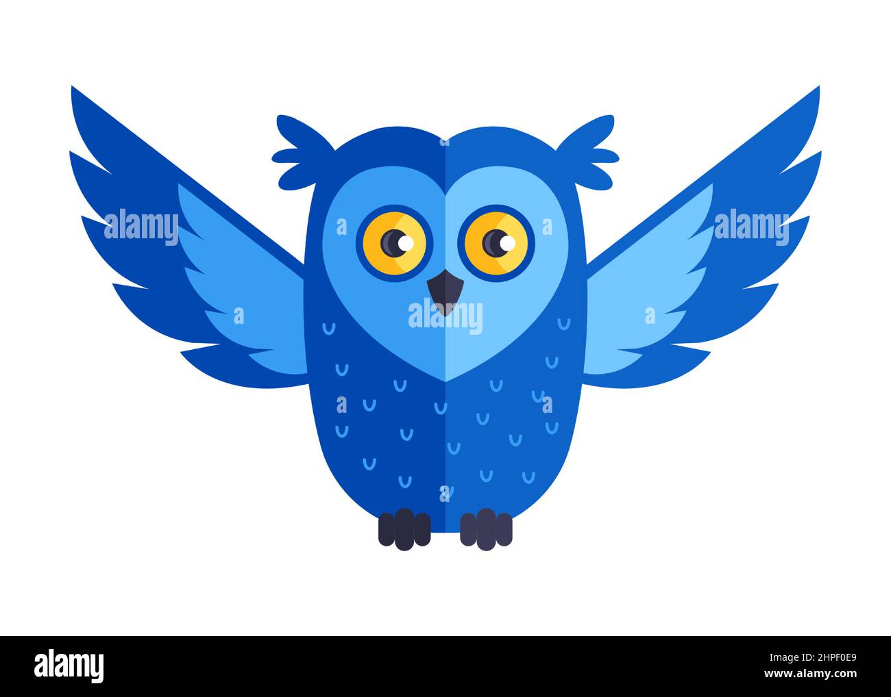 blue owl flies and hunts. flat vector illustration Stock Vector Image ...