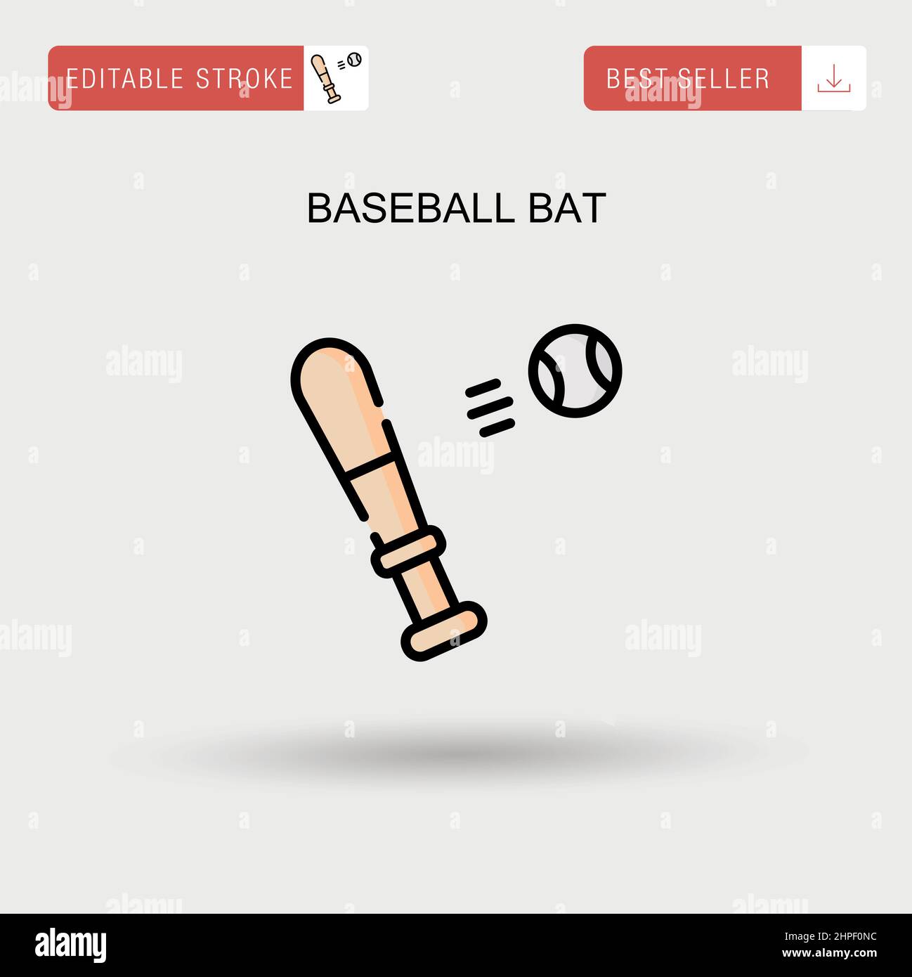 Baseball bat Simple vector icon. Stock Vector