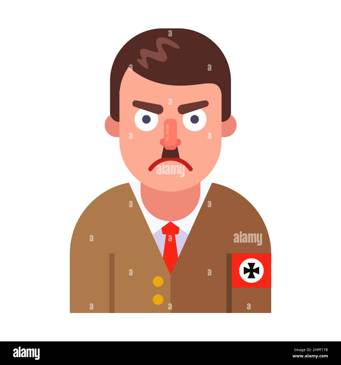 adolf hitler a nazi. dictator character in germany. flat vector illustration. Stock Vector