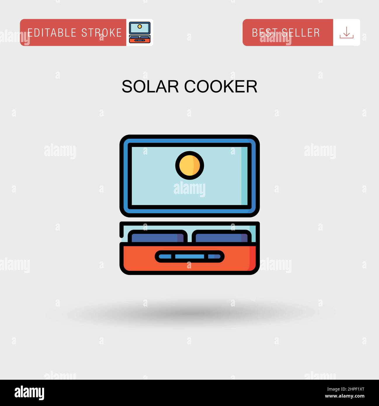 Solar cooker Simple vector icon. Stock Vector