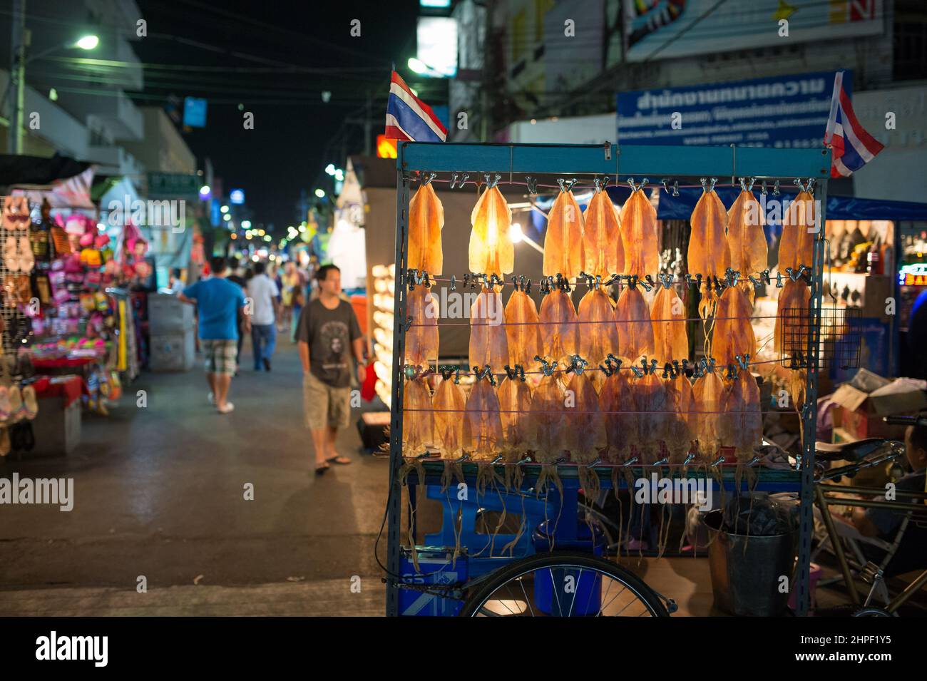 Urban scene from the famous night market in Hua Hin. Hua Hin is one of the most popular travel