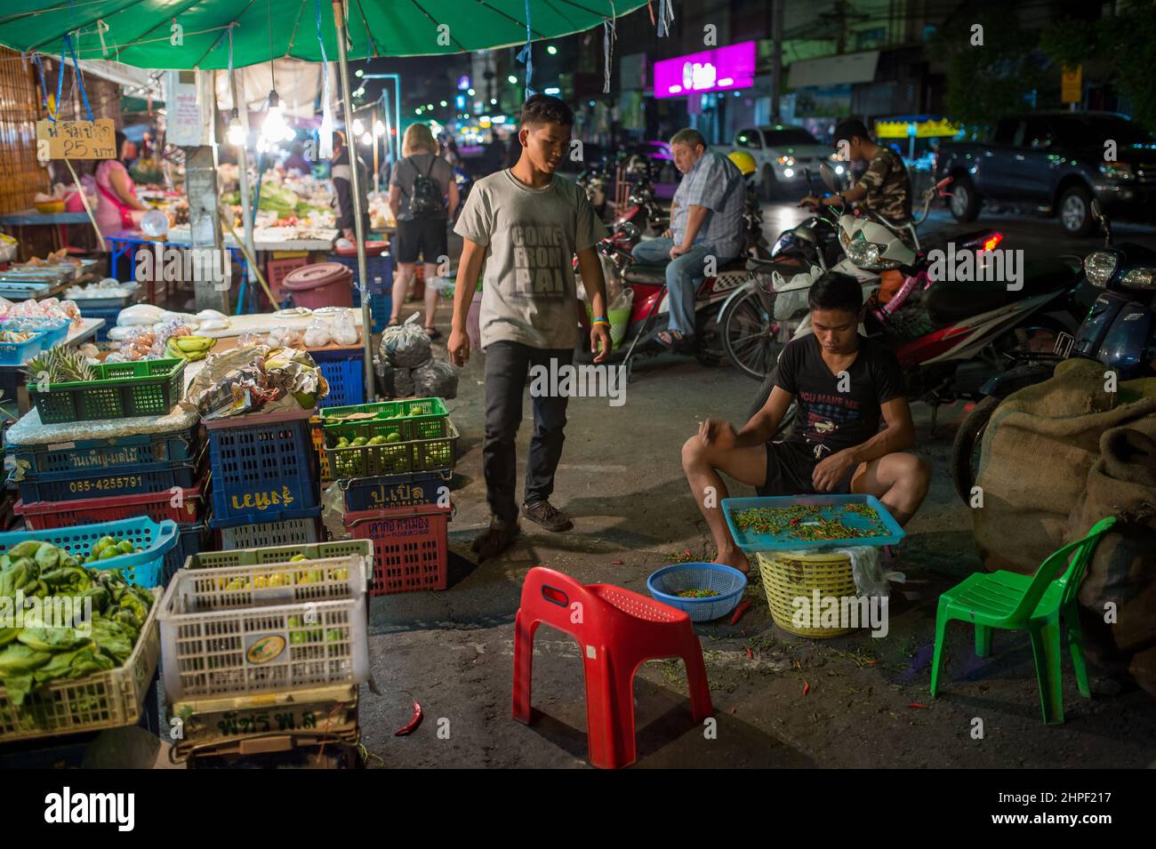 Urban scene from the famous night market in Hua Hin. Hua Hin is one of the most popular travel destinations in Thailand. Stock Photo