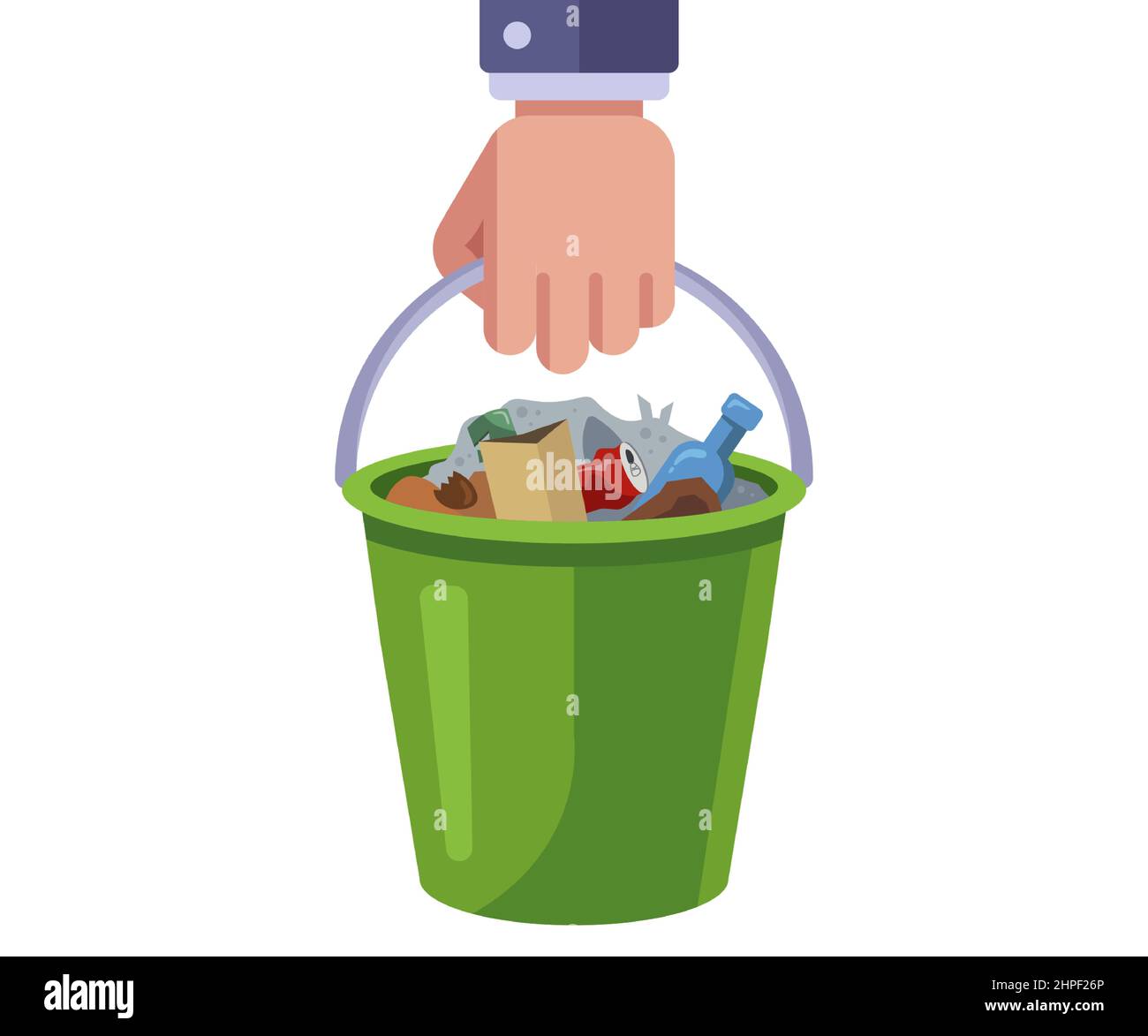 take the trash can out of the house. flat vector illustration. Stock Vector