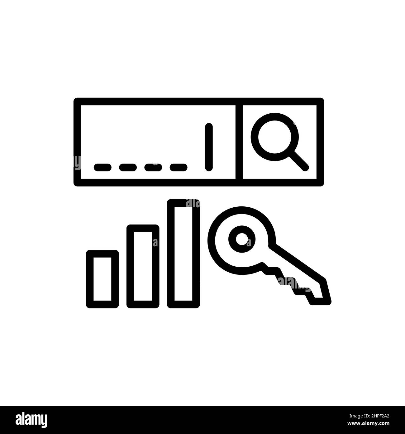 Keyword data analysis. Pixel perfect, editable stroke icon Stock Vector