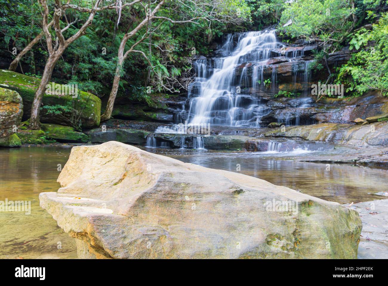 Waterfalls, Rocks and Coastline Stock Photo