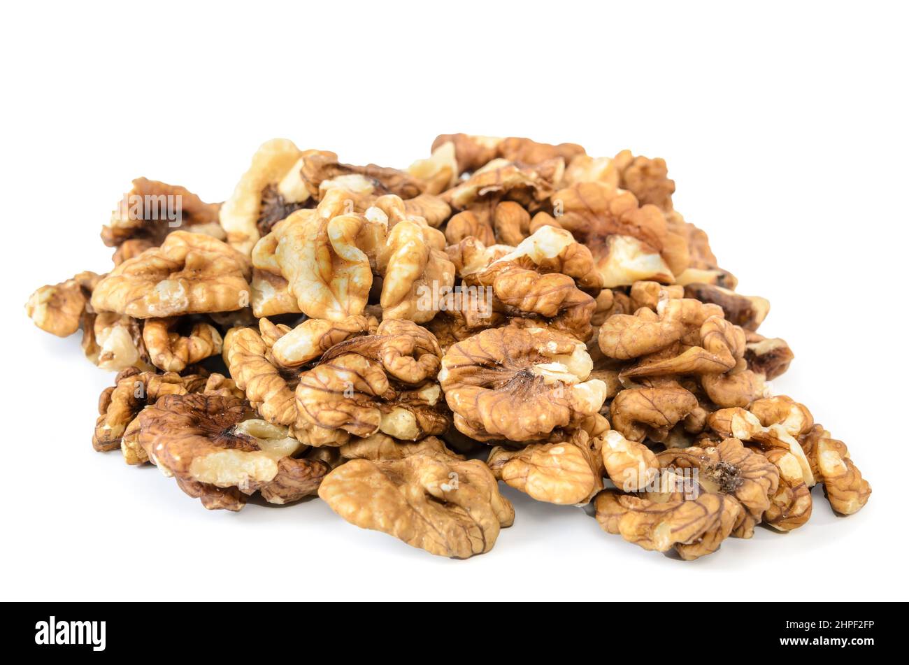 kernel of walnuts on white background with soft shadow Stock Photo