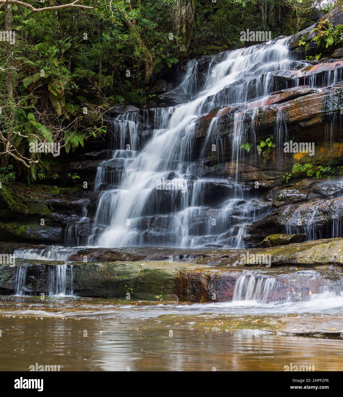 Waterfalls, Rocks and Coastline Stock Photo