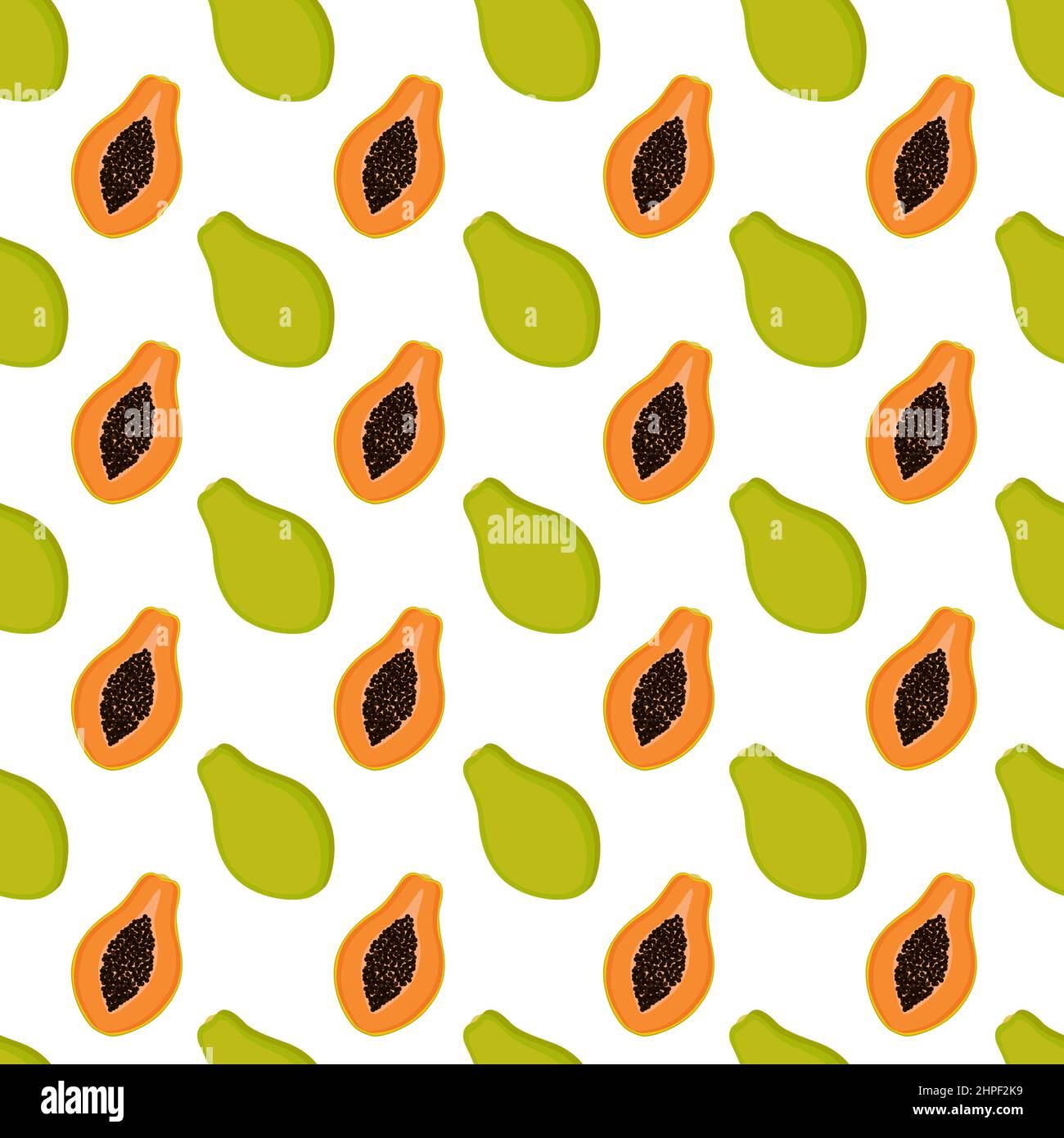 Seamless pattern with papaya, vector illustration Stock Vector